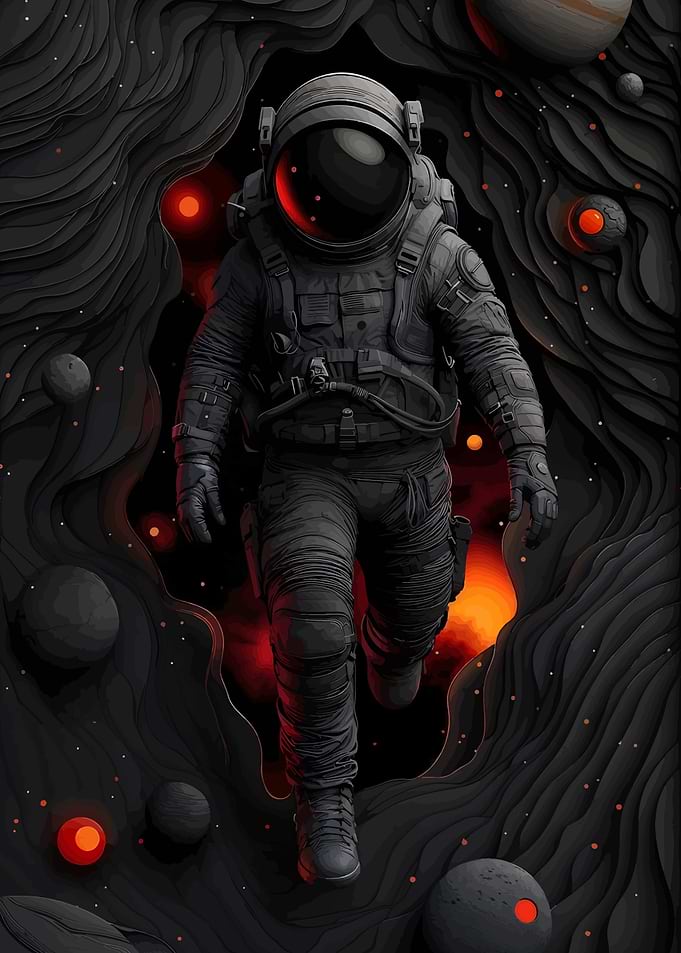 Monochrome Astronaut in Space