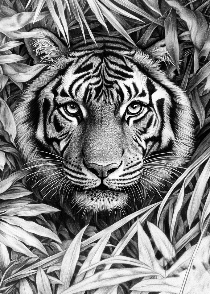 Tiger Portrait in Black and White