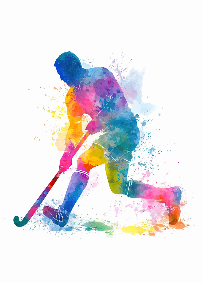 Watercolor Field Hockey Player Illustration