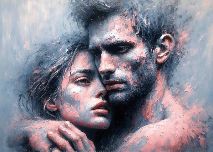 Drifting Through Life, Yet Held by Love – An Embracing Couple
