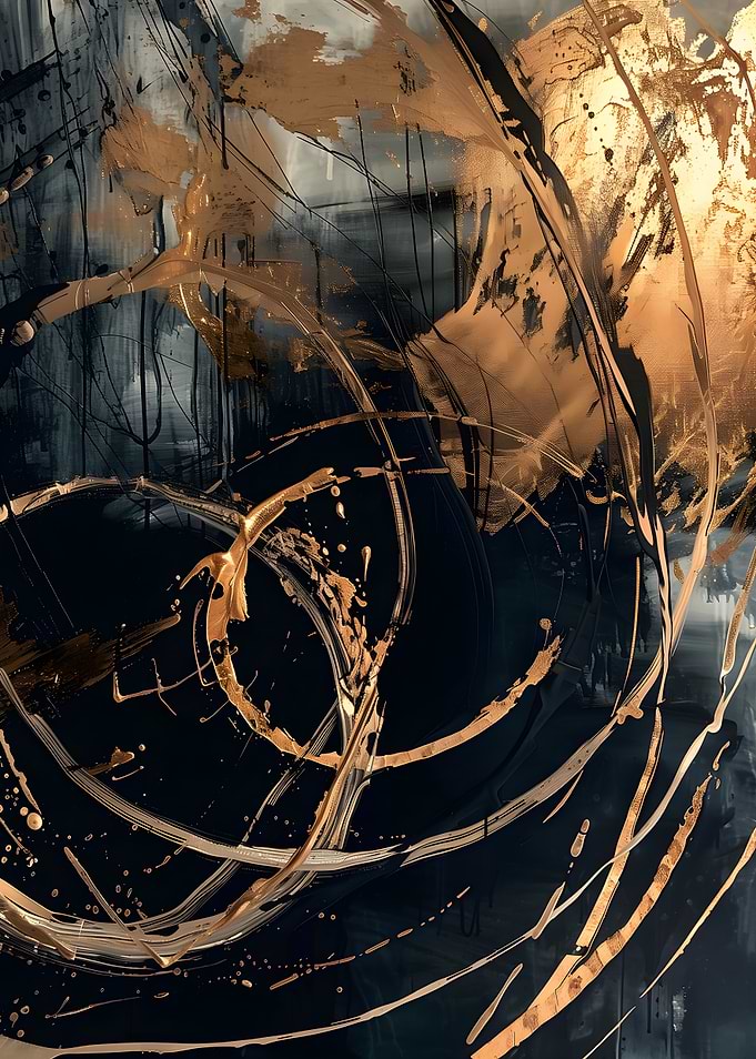 Abstract Gold and Black Painting