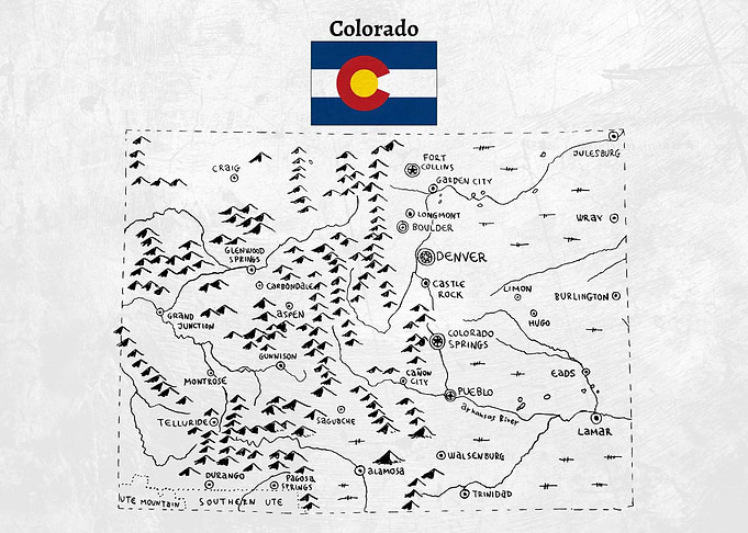 Hand Drawn Map of Colorado