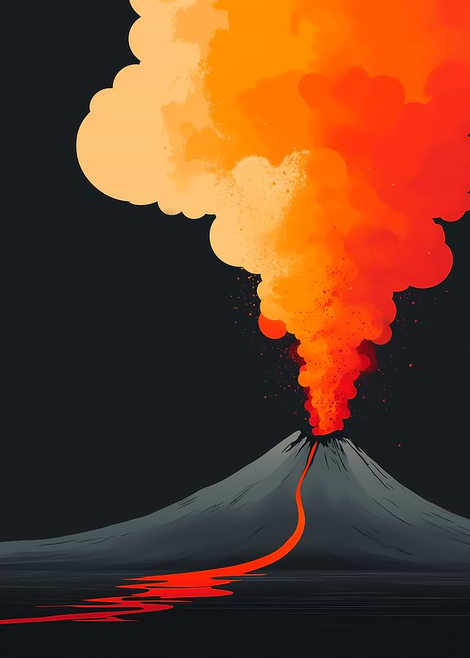 Inferno Flow – Minimalist Volcano in Eruption