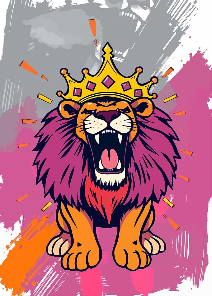 Roaring Lion King Cartoon Illustration
