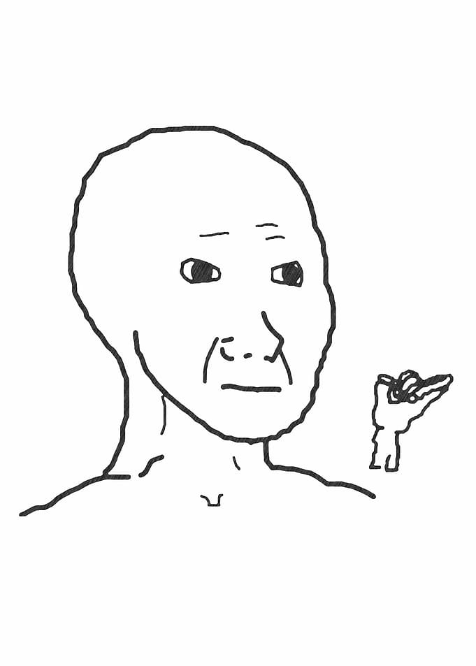 Wojak with tiny man