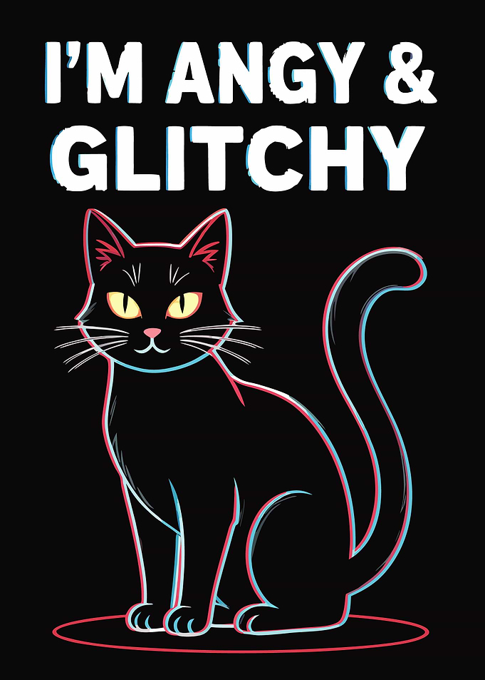 Angy and Glitchy Black Cat