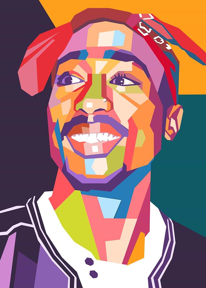 Tupac Shakur Colorful Pop Art Portrait