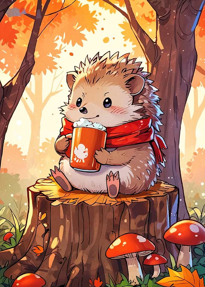 Cute Hedgehog Autumn