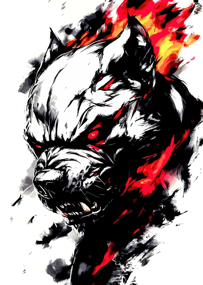 Fiery Pitbull Portrait