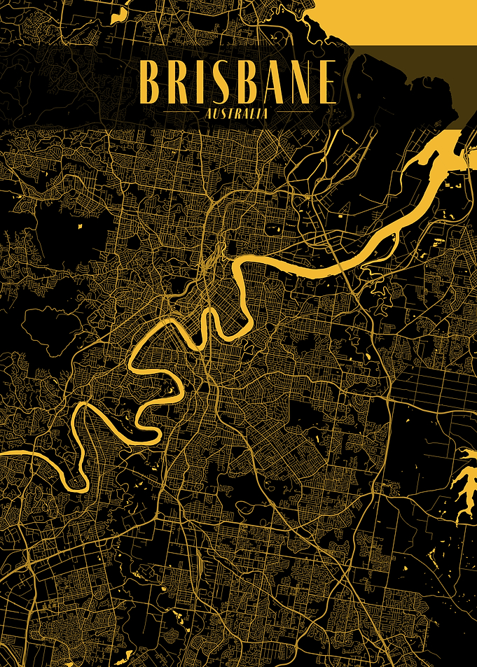 Golden Brisbane City Map