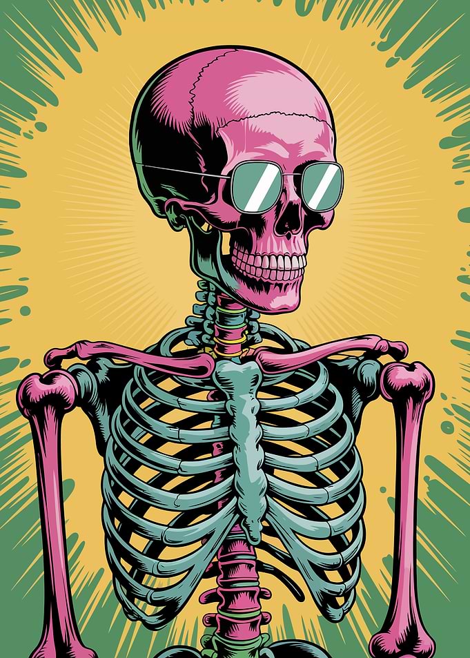 Cool Skeleton with Sunglasses Illustration