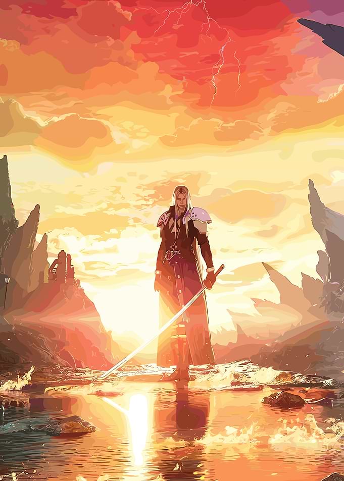 Sephiroth in a Fiery Landscape