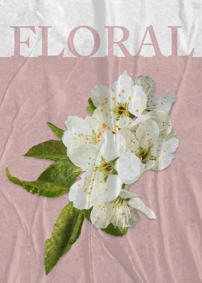 Floral arrangement on pink textured background