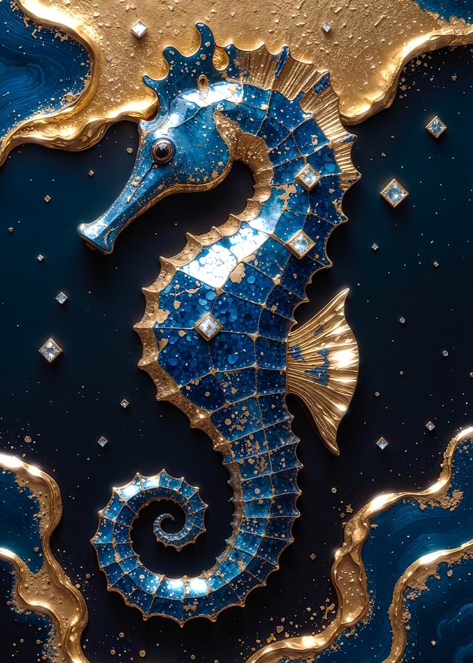 Gold Seahorse Kintsugi