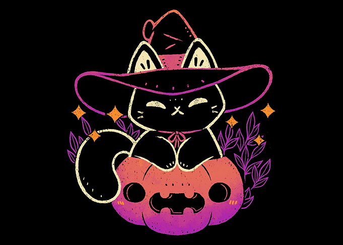 Cute Halloween Cat on Pumpkin
