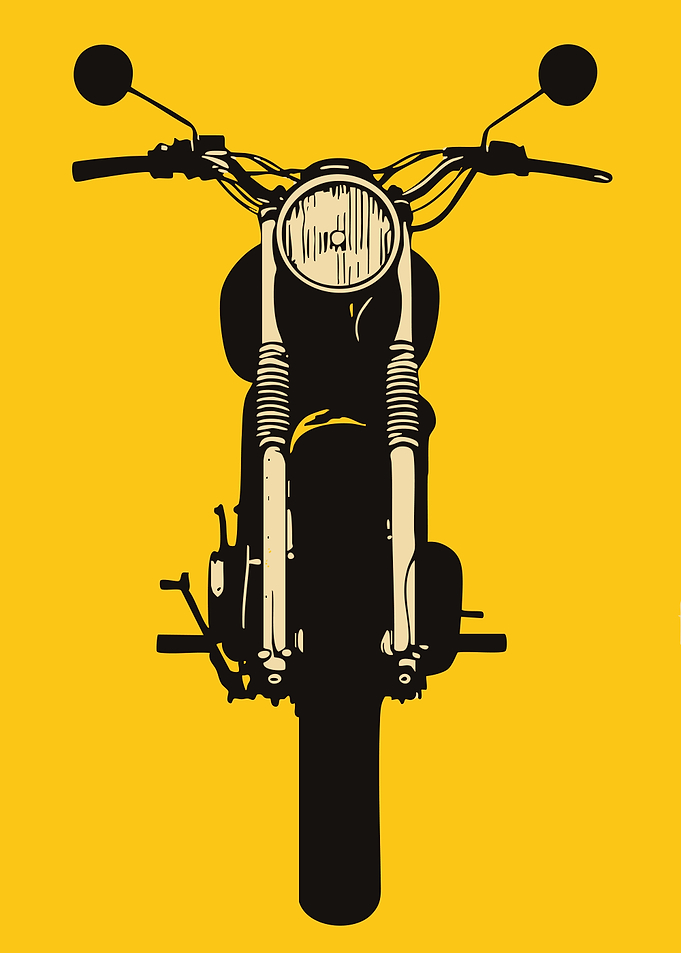 Motorcycle Front View on Yellow Background