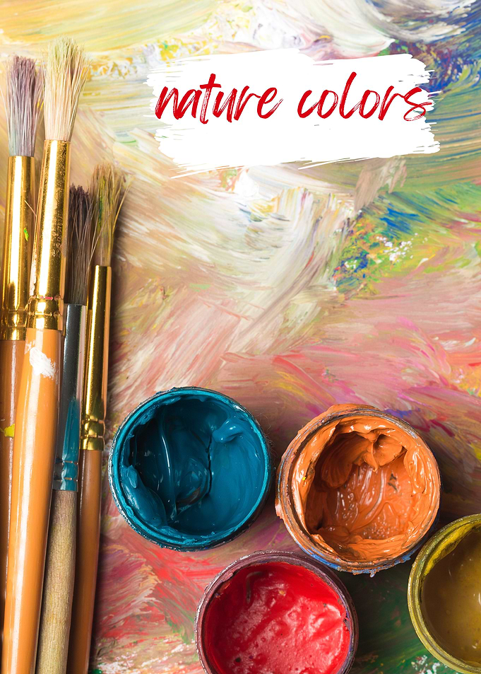 Paintbrushes and Colorful Paint Pots