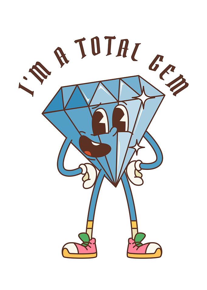 Cartoon Diamond Character with Text