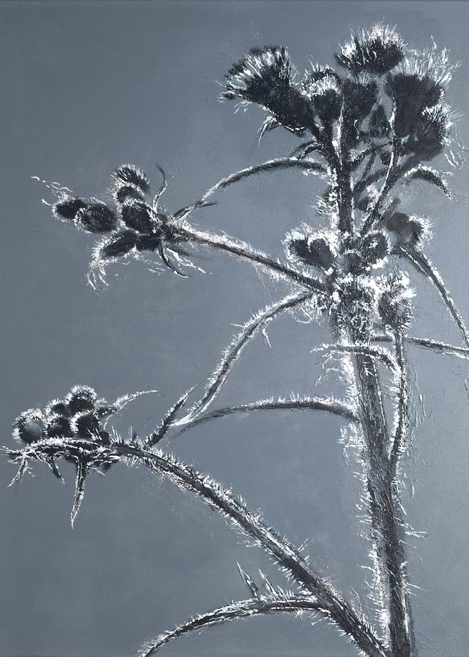 Monochromatic Thistle Painting