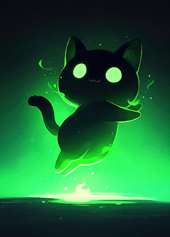 Glowing Green Ghost Cat
