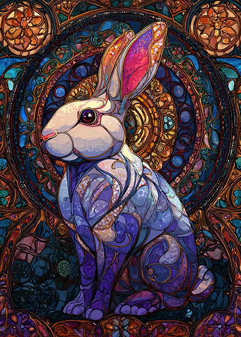 Stained Glass Rabbit Art