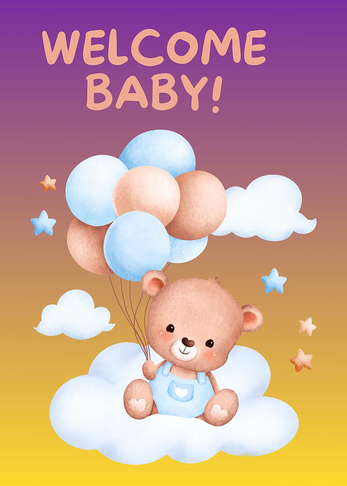 Welcome Baby Teddy Bear Card