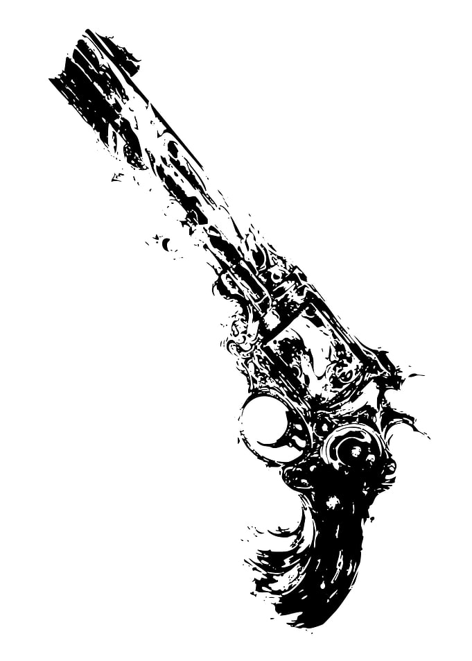 Abstract Black and White Revolver Illustration