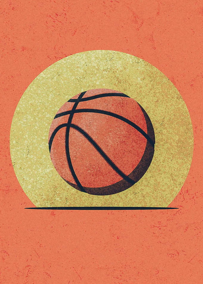 Basketball graphic art with circle