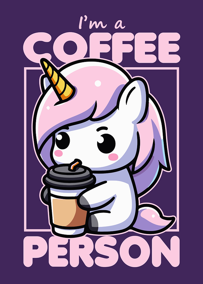 Coffee Unicorn Cartoon