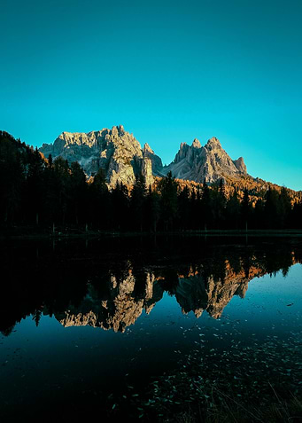 Mountain Reflection in Lake at Dusk