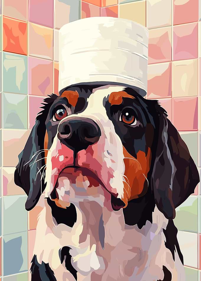 Dog with Hat Digital Art