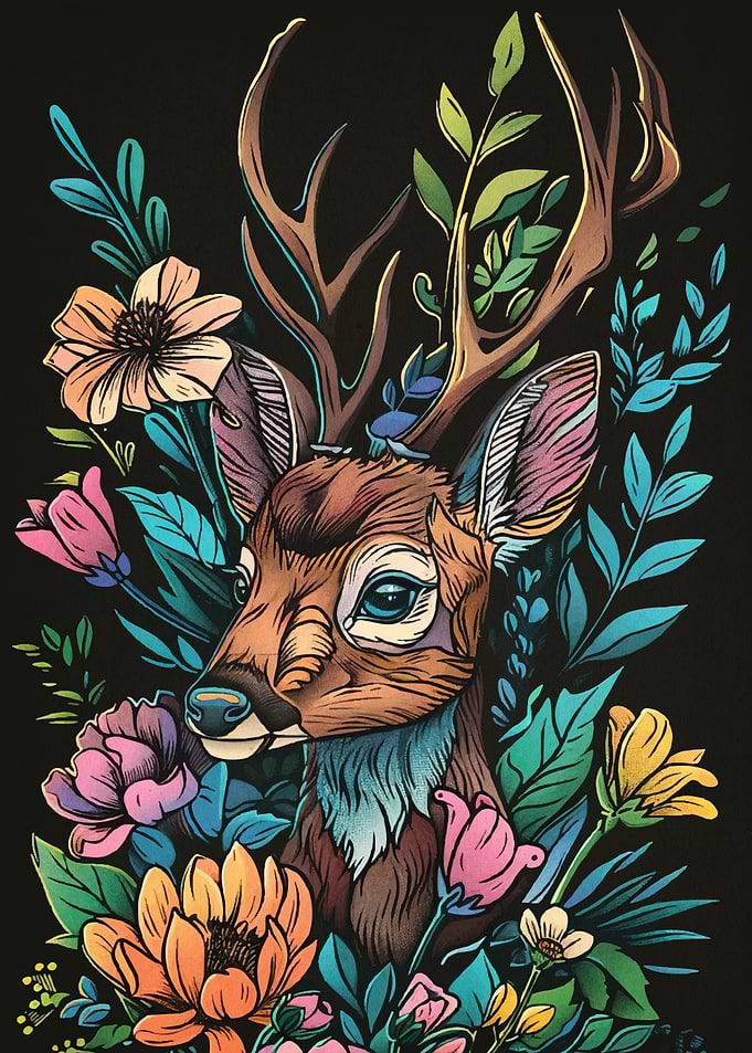 Deer Floral Adornments