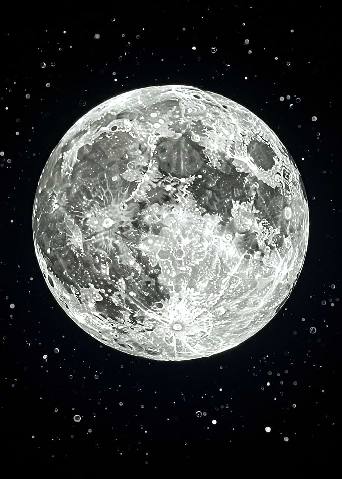 Detailed Moon Surface in Space