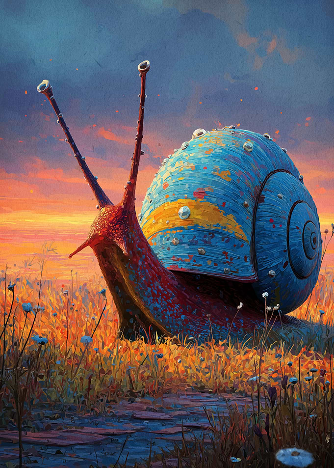 Colorful Snail in a Field