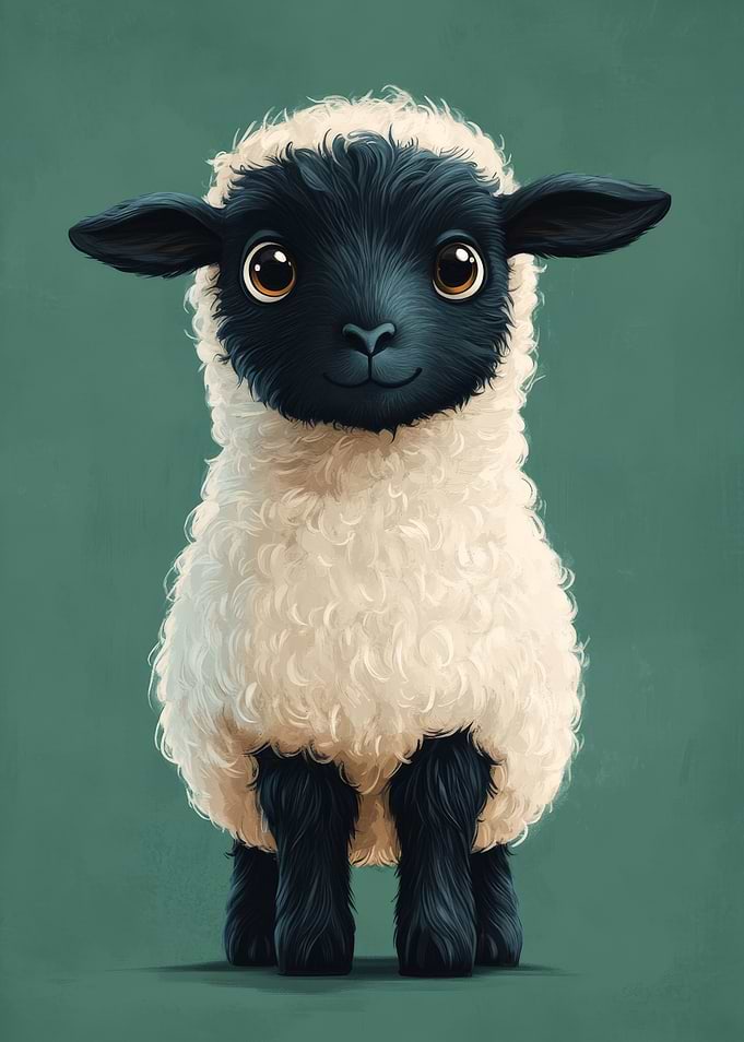 Cute Cartoon Sheep Portrait