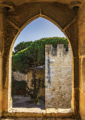 Castle View Through Stone Archway