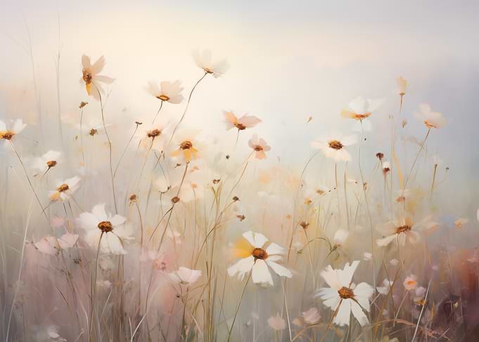White Flowers in a Field