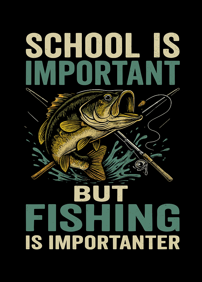 Fishing is Importanter Funny Graphic