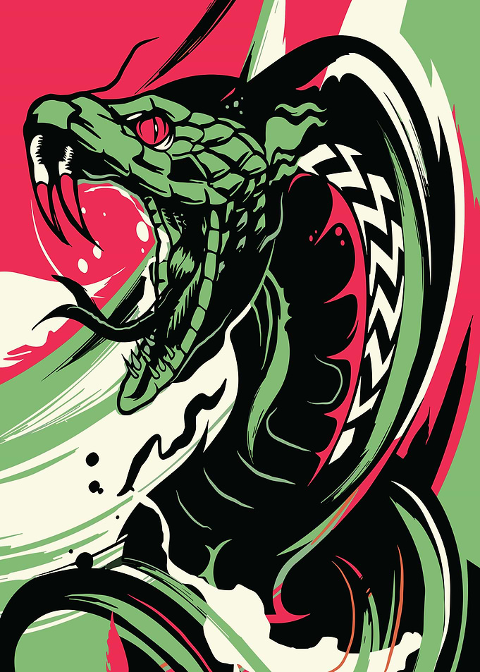 Cobra Snake Illustration with Abstract Background