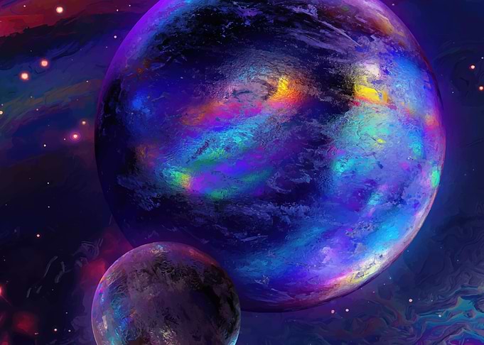 Colorful Planets in Space