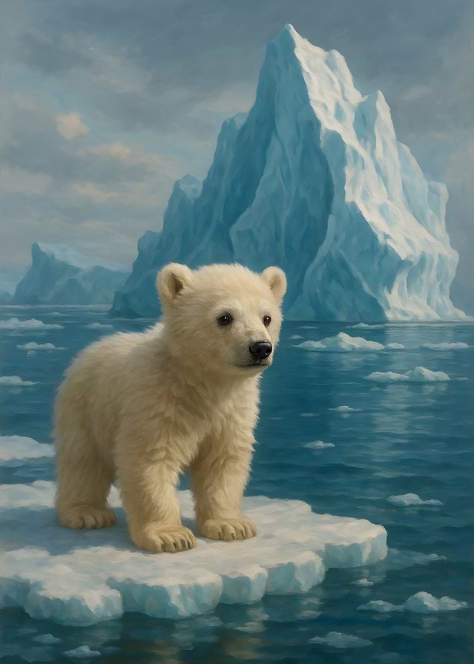 Polar Bear Cub on Iceberg Painting