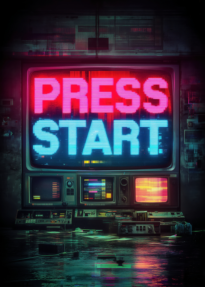 Retro Arcade Press Start Screen