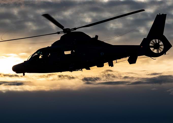 Helicopter Silhouette at Sunset