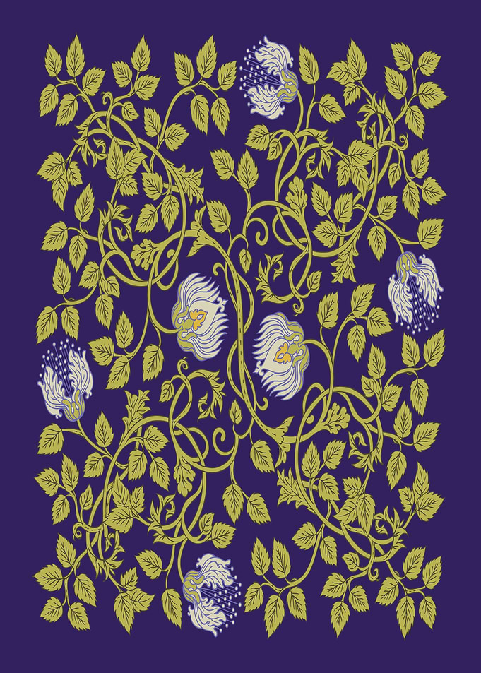 Floral Pattern on Dark Purple Background