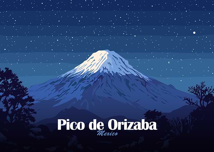Pico de Orizaba, Mexico at Night