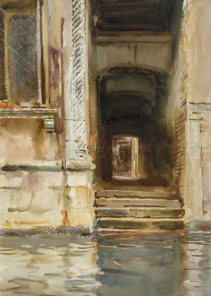 Venetian Canal Entrance Watercolor Painting
