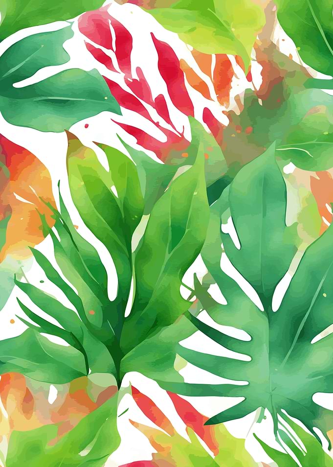 Watercolor Tropical Leaves Pattern