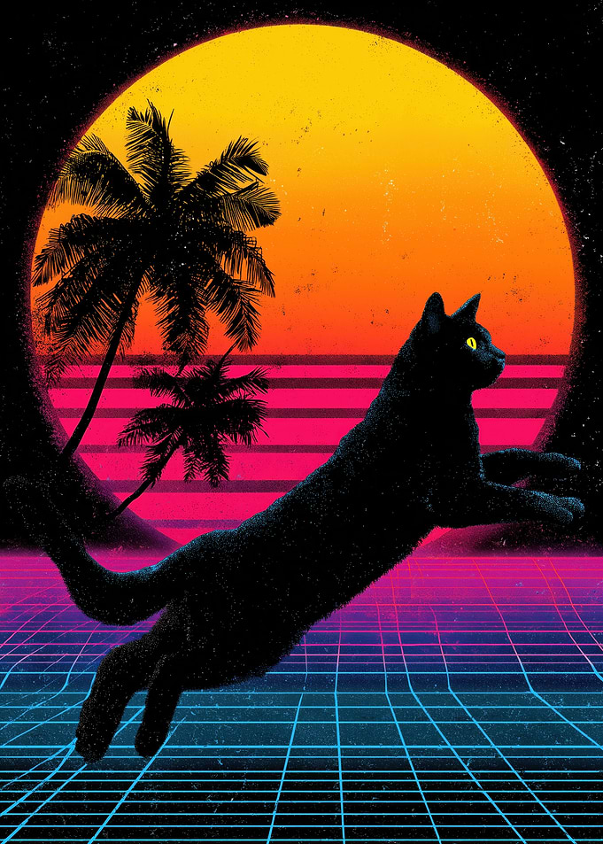 Retro Cat Synthwave