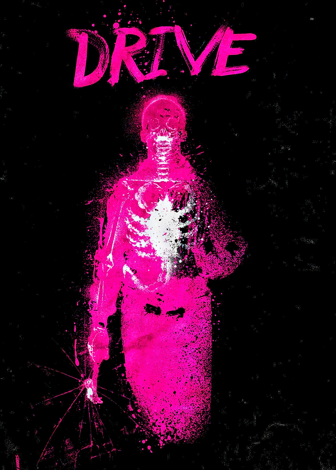 Drive Movie Poster Pink Skeleton