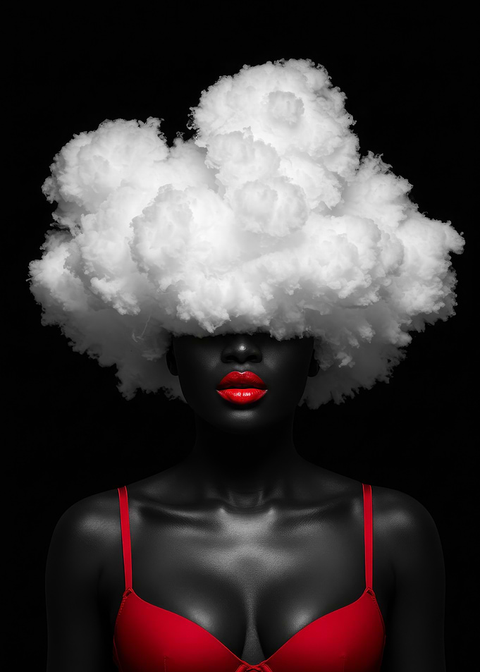 Cloud Hairstyle with Red Lingerie